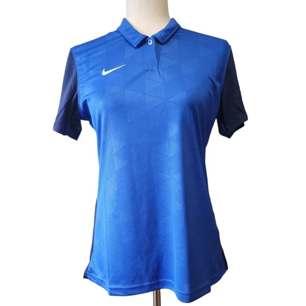 Nike DRI-FIT Polo Shirt Women's Soccer Jersey Top Blue Collared Size M CJ5727-48